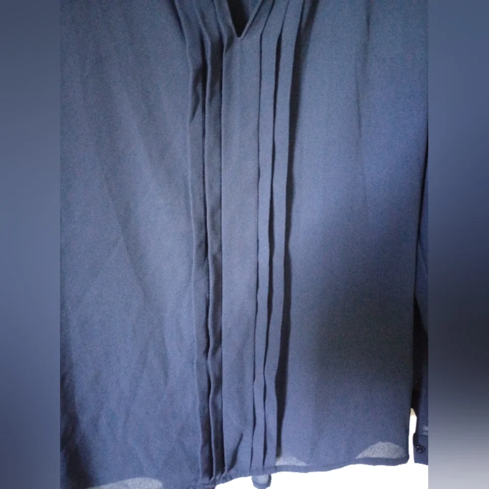41 Hawthorn Navy Blouse With Roll Up Sleeves Size Medium - Picture 5 of 11